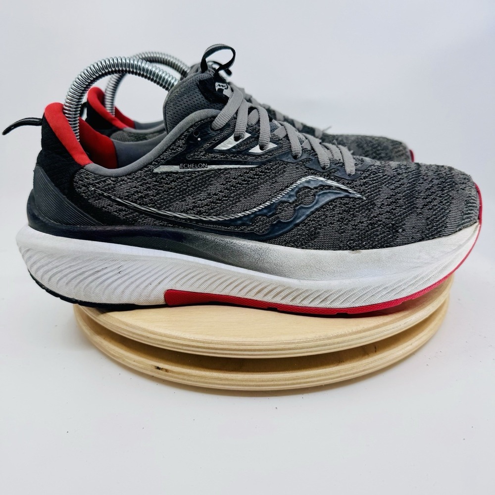 Saucony Echelon 9 Running Shoes Mens 7.5 Charcoal gray Red Sky S20766-20